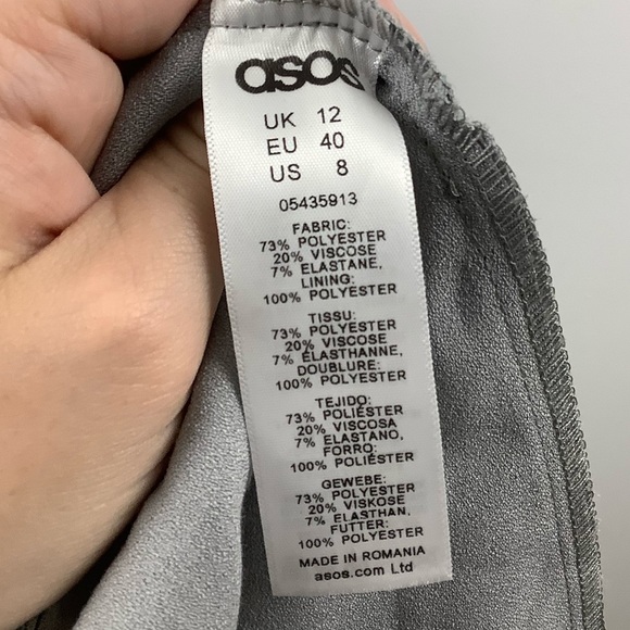 NWT ASOS High Rise Tie Waist Trouser Pants in Grey - Picture 4 of 5